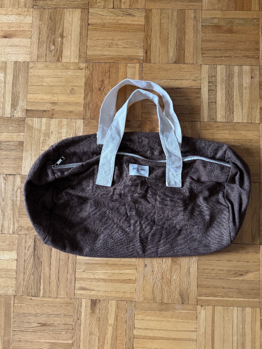 Octobre Editions Herringbone Bowling Bag in Brown